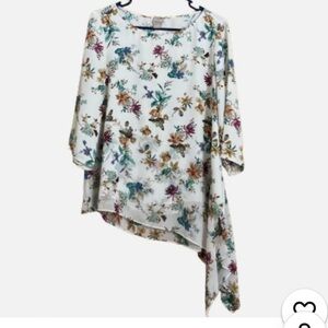 Chico's White and Floral  Tunic Blouse